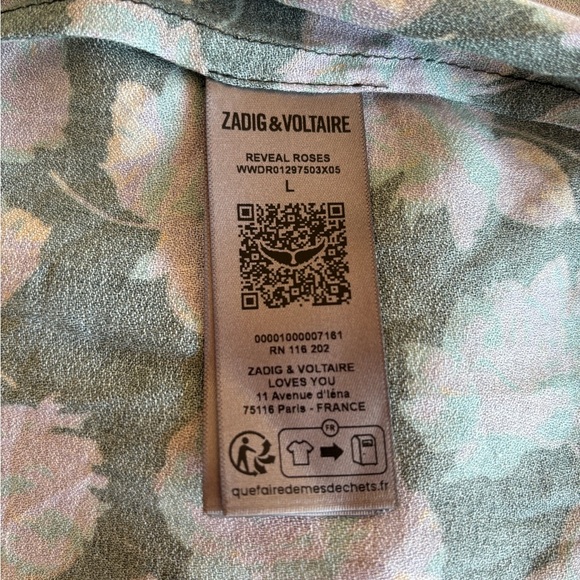 Nwt Zadig & Voltaire Floral Long Sleeve 
Reveal Roses Lavender Mini Blue Dress - Picture 7 of 9